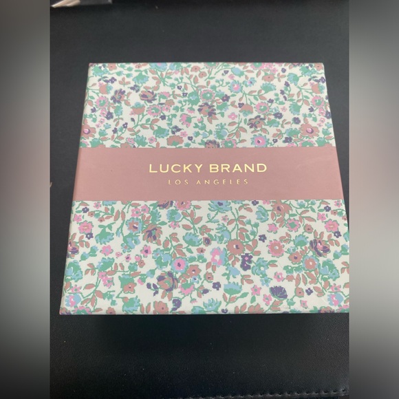 New Lucky brand, gold tone, metal earrings, irregular hoop style - Picture 5 of 6